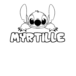 Coloring page first name MYRTILLE - Stitch background