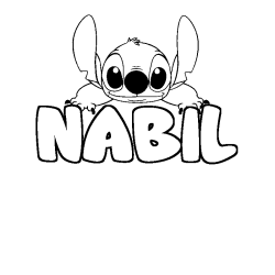 Coloring page first name NABIL - Stitch background
