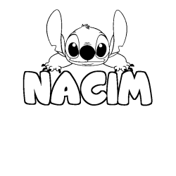 Coloring page first name NACIM - Stitch background