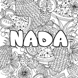 Coloring page first name NADA - Fruits mandala background