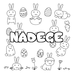 Coloring page first name NADEGE - Easter background
