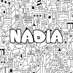 Coloring page first name NADIA - City background