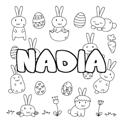 Coloring page first name NADIA - Easter background