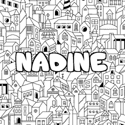 Coloring page first name NADINE - City background