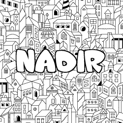 Coloring page first name NADIR - City background