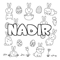 Coloring page first name NADIR - Easter background