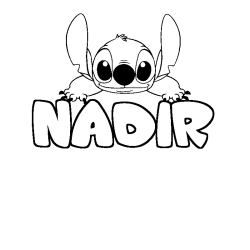 Coloring page first name NADIR - Stitch background