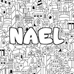 Coloring page first name NAEL - City background