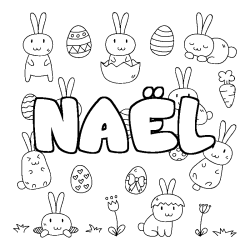 Coloring page first name NAËL - Easter background