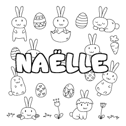 Coloring page first name NAËLLE - Easter background