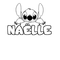 Coloring page first name NAËLLE - Stitch background