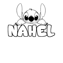 Coloring page first name NAHEL - Stitch background