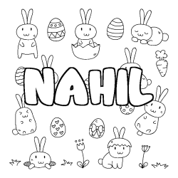 Coloring page first name NAHIL - Easter background