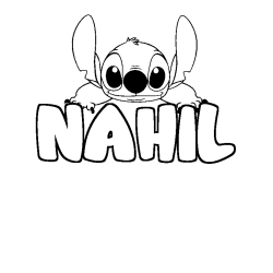 Coloring page first name NAHIL - Stitch background