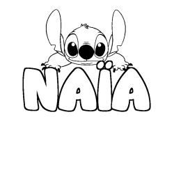 Coloring page first name NAÏA - Stitch background
