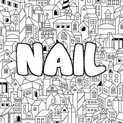 Coloring page first name NAIL - City background