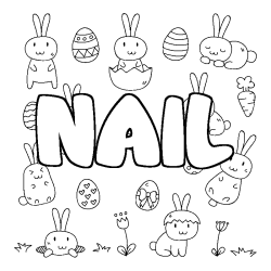 Coloring page first name NAIL - Easter background