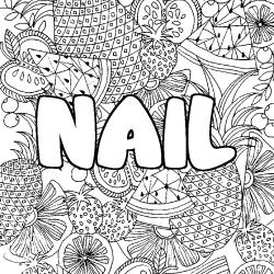 Coloring page first name NAIL - Fruits mandala background