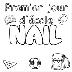 Coloring page first name NAIL - School First day background