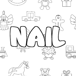 Coloring page first name NAIL - Toys background