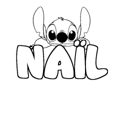 Coloring page first name NAÏL - Stitch background