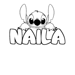 Coloring page first name NAILA - Stitch background