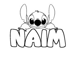 Coloring page first name NAIM - Stitch background