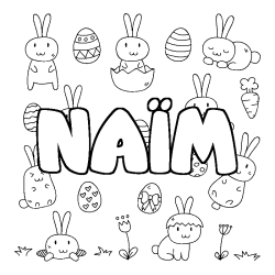 Coloring page first name NAÏM - Easter background