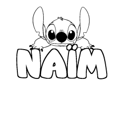 Coloring page first name NAÏM - Stitch background