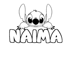 Coloring page first name NAIMA - Stitch background