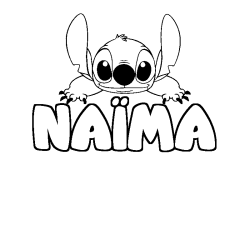 Coloring page first name NAÏMA - Stitch background