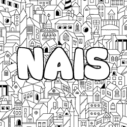 Coloring page first name NAIS - City background