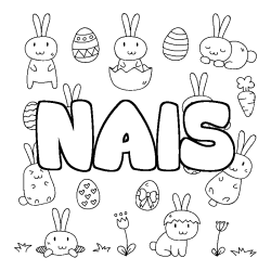 Coloring page first name NAIS - Easter background