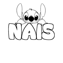 Coloring page first name NAIS - Stitch background