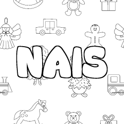 Coloring page first name NAIS - Toys background