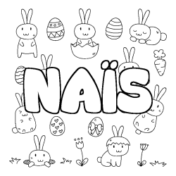 Coloring page first name NAÏS - Easter background