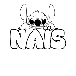 Coloring page first name NAÏS - Stitch background