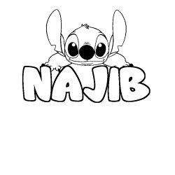 Coloring page first name NAJIB - Stitch background