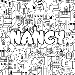 Coloring page first name NANCY - City background