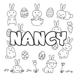 Coloring page first name NANCY - Easter background