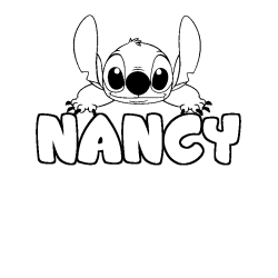 Coloring page first name NANCY - Stitch background