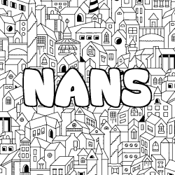 Coloring page first name NANS - City background