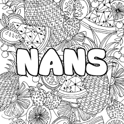 Coloring page first name NANS - Fruits mandala background