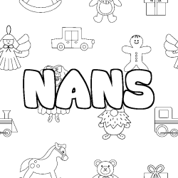 Coloring page first name NANS - Toys background