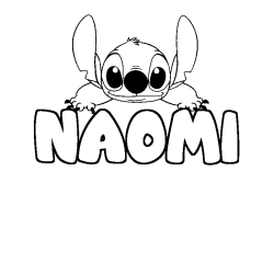Coloring page first name NAOMI - Stitch background