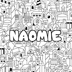 Coloring page first name NAOMIE - City background