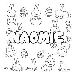 Coloring page first name NAOMIE - Easter background