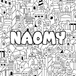 Coloring page first name NAOMY - City background