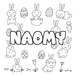 Coloring page first name NAOMY - Easter background