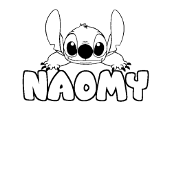 Coloring page first name NAOMY - Stitch background